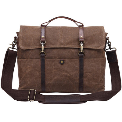 

Retro Mens Briefcase Crazy Horse Leather Canvas Laptop Handbag Business Men Messenger Bags Briefcase Crossbody bag