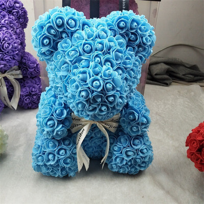 

40 CM high Rose bear Valentines Gift preserved fresh flower romance artificial rose toy of flower Womens Gift flower bear