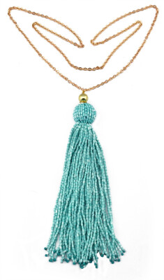 

Idealway New Fashion 2 Colors Pink Green Beads Tassel Long Chain Sweater Pendant Necklace Women Jewelry