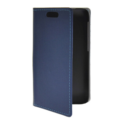 

MOONCASE Slim Leather Side Flip Wallet Card Holder Pouch with Kickstand Shell Back Case Cover for HTC Desire 310 Blue