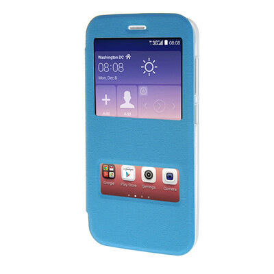 

MOONCASE Side Flip Hard board Slim Leather Bracket Window чехол для Cover Huawei Ascend Y625 синий