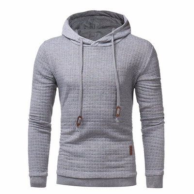 

4 Colors Men Casual Cotton Pullover Sweatshirts Plaid Long Sleeve O-Neck Gym Hoodies