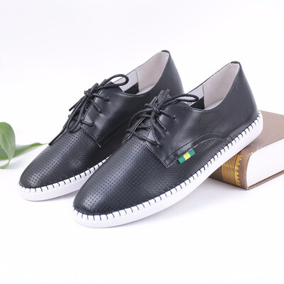 

Women Flat Shoes 2018 Spring Summer Soft Breathable Lace up Female Shoes Ladies Genuine Leather Women Shoes Outdoor Sneakers