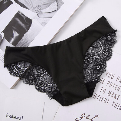 

Hot sale womens sexy lace panties seamless Ice silk breathable panty Hollow briefs for women traceless girls underwear