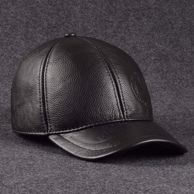 

Autumn&winter high quality cowhide cap baseball cap male genuine leather hat male outdoor cap for man casual cap B-1181