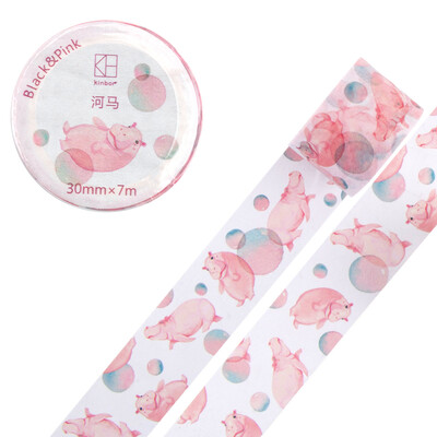 

Kinbor hand book&paper tape 20mm7m hand book sticker color tape Black pink - whale DTB64338