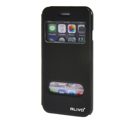 

MOONCASE Apple iPhone 6 ( 4.7 inch ) чехол Double Window View Leather Flip Bracket Back чехол Cover Black
