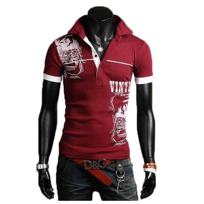

Zogaa New Mens Polo Shirt Totems Printing Lapel Slim Casual