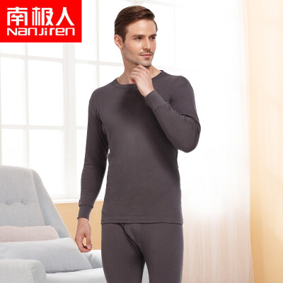 

Antarctic Qiuyi Qiuku men&women cotton thin section set cotton round neck foundation warm bottom cotton sweater pants black  16595