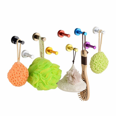 

5pcs Creative Colorful Bathroom Hooks Coat Wall Hooks banheiro Space Aluminum Material Kitchenware Hooks Bathroom Accessories