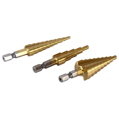 

3pcs HSS 6541 Step Cone Titanium Coated Step Drill Bit Set HSS steel