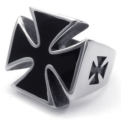 

Hpolw men black&silver Stainless Steel Cross Mens Ring&Quality guaranteecolorfast
