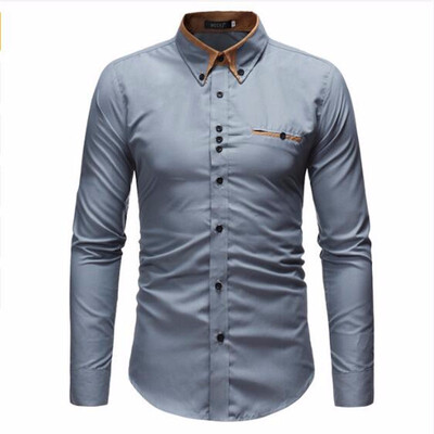 

2018 mens shirt fashion business casual shirt mens clothes brand dress shirt high quality Solid color shirt camisa masculina