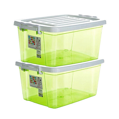 

Citylong Plastic Storage Box Transparent Seal Small Clothes Storage Box 2 Pack Candy Color Tea Green 24L 6089