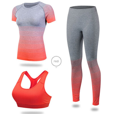 

Yoga Set 3 PCS Workout Sexy Sport Suit Gym Running Shirt legging Pants Sport Bra