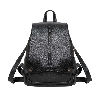 

2018 new European&American fashion anti-theft leather womens backpack simple wild leather travel backpack