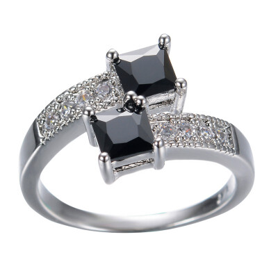 

Aiyaya Fashion Jewelry 10kt Black Sapphire White Gold Filled Rings Size6/7/8/9/10 Band Rings For Womens