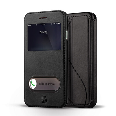 

Smart Two Windows PU Leather And PC Full Protection Clamshell Case For iPhone 6 6S Plus 47 55Inth Samsung Galaxy S6 Edge Plus