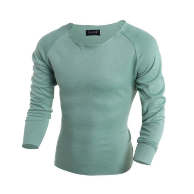 

Zogaa New Men's Knitwear Long Sleeve Slim Round Collar Pure Color