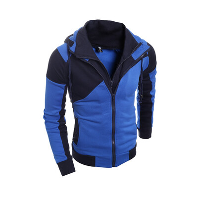 

Zogaa New Mens Hoodie Color Matching Slim Cardigan