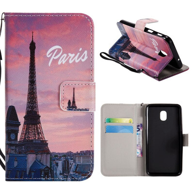 

MOONCASE Samsung Galaxy J4 Carduette Painted Leather Case - Paris Tower