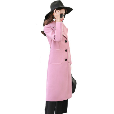 

QUZIHUA 2018 New Spring&Winter Korea Style Woolen Long Slim Coat Windbreaker Jacket Wool Woolen Coat