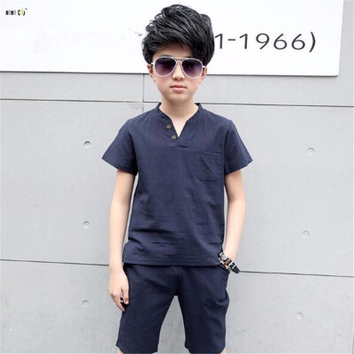 

Linen Boys Clothes Sets Summer Short Sleeve Casual Children Sport Suits Two Piece Kid Clothing 4 5 6 7 8 9 10 11 12 13 14 Years