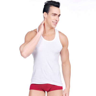 

Langsha Men Vest Stretch Solid Color Sports Casual Fashion Fashion Thread Cotton Vest White 180