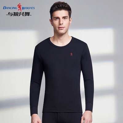 

Dance with wolves DANCING WOLVES Qiuyi Qiuku mens cotton thin section set fashion V-neck thermal underwear cotton sweater mens round neck Tibetan