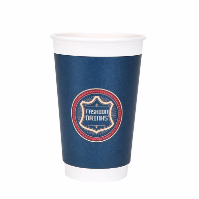 

OTOR 240ml380ml470ml Paper Cups Two Layers Heat-Insulated Disposable Cup with Cover for Coffee&Beverages 500pcs