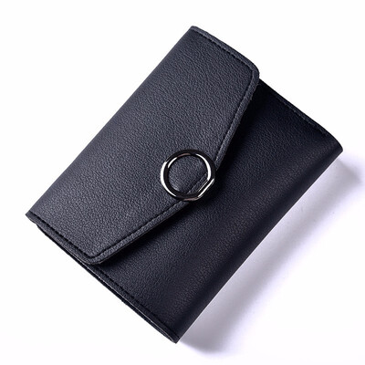 

Ladies purse female short Korean Edition round buckle Student Wallet simple large capacity little clear novice bag