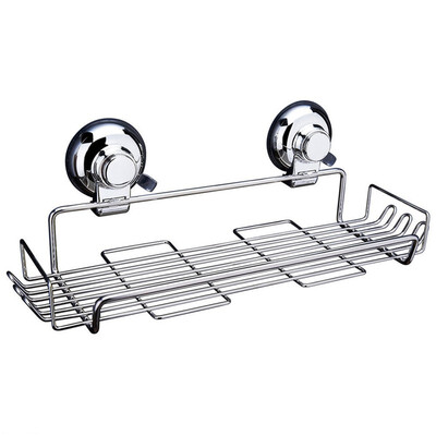 

UpperX Stainless Wall Mounted Kitchen Bathroom Shower Shelf Storage Suction Basket Hook