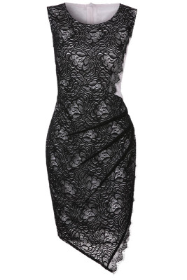 

Sexy Sleeveless Lace Mini Dress O Neck Back Zipper Bodycon Bandage Dress Homecoming Dress