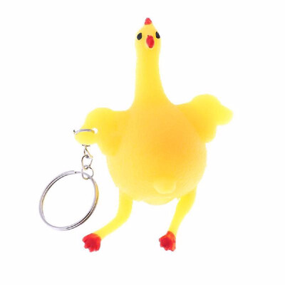 

Funny Cute Squeeze Chicken Laying Egg Keychains Vent Chicken Stress Relief Tricky Toys Keyring Gadgets Gag Gifts