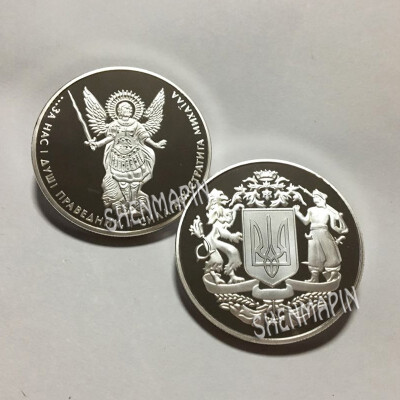 

Ukrainian national emblem commemorative coin Mikhail archangel gold-plated silver coin Kiev patron god challenge coin collection