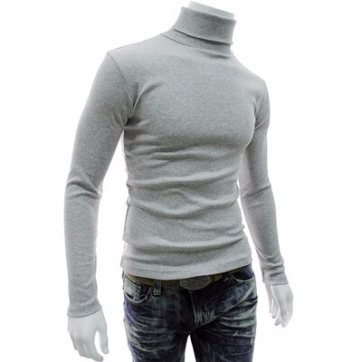 

Turtleneck Cotton Plain Long Sleeve Pullover Mens Sweaters