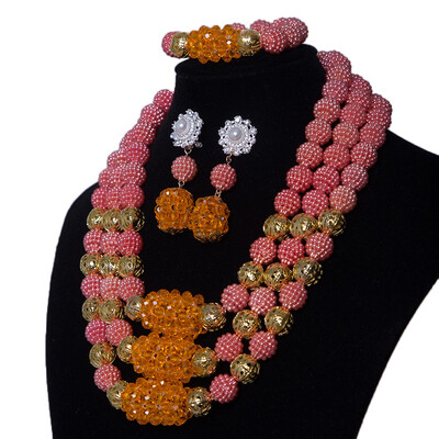 

African Jewelry Sets For Womens Pink Nigerian Wedding Bridal Jewelry Set 2018 New Party Accessories Free Shipping