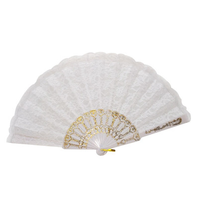 

UpperX Lady flower lace edge with folding fan Decor White
