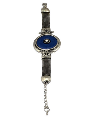 

Idealway Vintage Silver Alloy Round Blue Mental Charm Adjustable Bracelet Women Jewelry