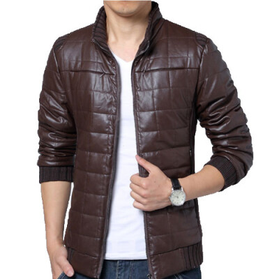 

Zogaa New Winter Mens Cotton-padded Jacket Thick Leather Splice