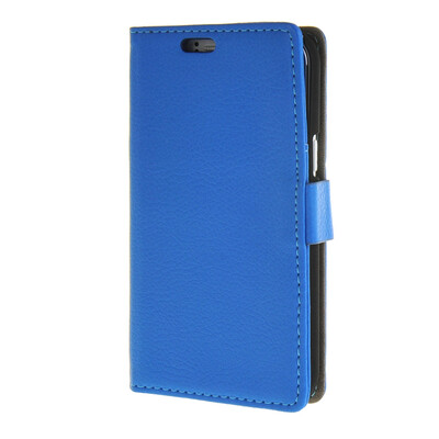 

MOONCASE Litch Skin Leather Card Slot Wallet Bracket Back Case Cover for Samsung Galaxy J1 Blue