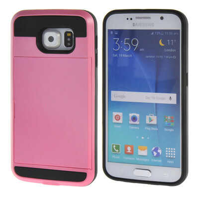 

MOONCASE ЧЕХОЛ ДЛЯ Samsung Galaxy S6 Soft Silicone Gel TPU Skin With Card Holder Protective Pink