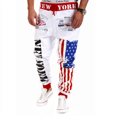 

CT&HF Men Fashion Personality Trousers Creative Printing Loosely Contracted Sweatpants Cotton Trousers