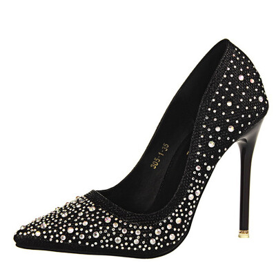 

Women Rhinestone Shoes Platform Stiletto High Heel Pumps Cocktail Party Prom