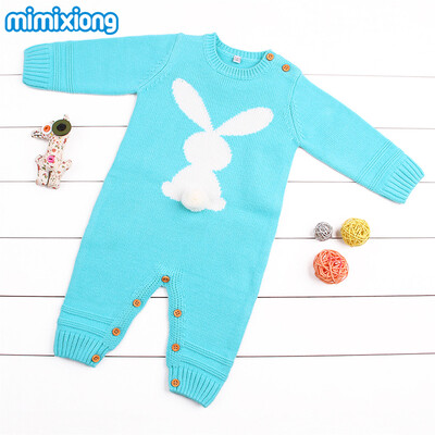 

Cute Animal Rabbit Toddler Girls Bunny Romper Baby Jumpsuits For Newborn In Winter Infant Kids Knitted Overalls Autumn Outerwear
