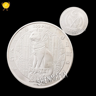 

2016 sarawai Arab commemorative coin Bastet challenge coin double-sided embossed silver plated non-negotiable coin collectibles