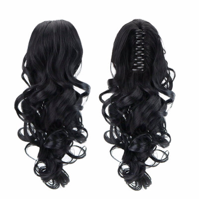 

15" Synthetic Claw Clip On Ponytail Extensions Hair piece Long Curly Clip In Hair Human Extensions Heat Resistant Ponytail Wig