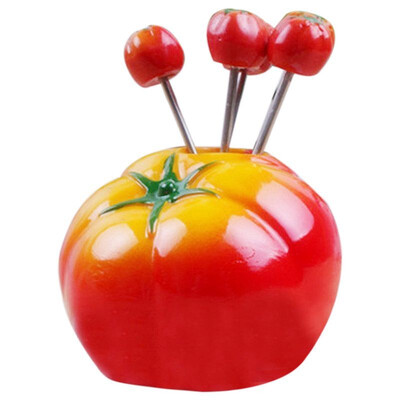 

UpperX Creative Stainless Steel Fruit Forks Holder Cute Home Decor Tomato