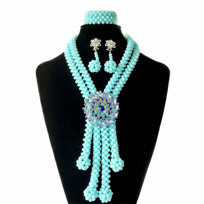 

Bridal Jewelry Gift Set Champagne Dubai Crystal Beads Necklace Set For Women African Wedding Beads Bridal Jewelry Set Free Shippin
