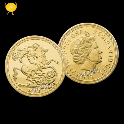 

2013 British Queen Elizabeth II Gold-plated Silver Plated Coin Antique England Collection Metal Coin High Quality Exquisite Gift